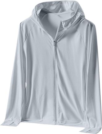 Generic Mens Hoodie Comfy Lightweight UPF 50+ Casual Rash Guard Sun Protection Hooded Sports Stretch T Shirts Zip Up Outdoor Summer Fishing Hoodie Running Bre