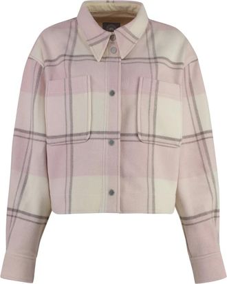 Canada Goose Wollen overshirt met motieflogo op de rug - Dames - Zomerjassen - Roze - XS - Wol - Jassen