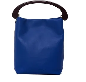 Dries Van Noten Crispino W. L. Curved Resin Handle Leather Tote Bag