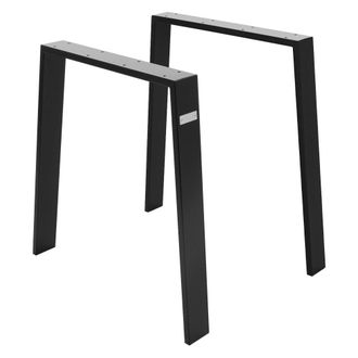 ML Design 2x Patas de mesa industrial loft 75x72 cm en acero negro mate forma U