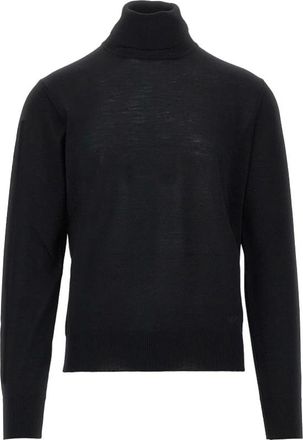 Emporio Armani Dolcevita in lana vergine con ricamo aquila - - Knitwear - Donna - Nero - L