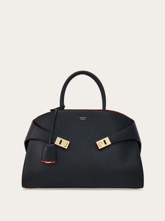 Ferragamo Women Hug bicolor handbag (L) Black