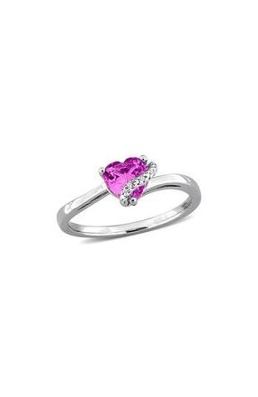 Delmar Semiprecious Stone & Diamond Heart Ring in Pink at Nordstrom Rack, Size 8