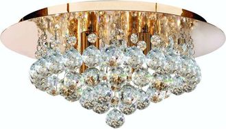 Searchlight Searchlight Hanna - 4 Light Ceiling Semi Flush Light Gold with Crystals, G9