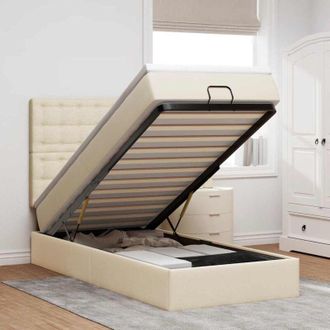 vidaXL Estructura De Cama Otomana Con Colch&oacute;n Tela Crema 80x200cm Vidaxl