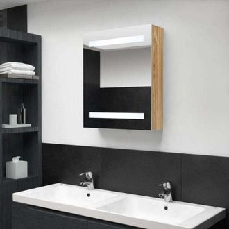 vidaXL vidaXL Armadietto Bagno con Specchio e LED Rovere 50x14x60 cm