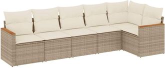 vidaXL Vidaxl - Juego De Sof&aacute;s Jard&iacute;n Con Cojines 6 Pzas Rat&aacute;n Sint&eacute;tico Beige