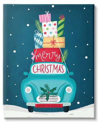 Stupell Industries Merry Christmas Stacked Gifts Car By Louise Allen Designs Wall Art