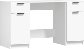 vidaXL Vidaxl - Escritorio Con Armario Lateral Madera Contrachapada Blanco
