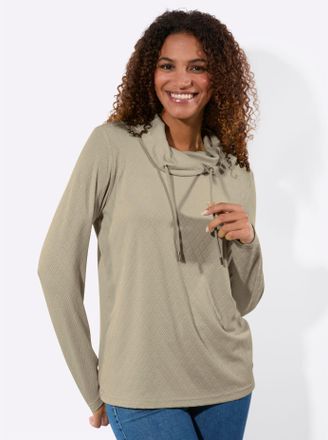 Casual Looks Langarmshirt CASUAL LOOKS Rollkragen-Shirt, Damen, Gr. 36, schlamm, 66% Polyester, 28% Viskose, 6% Elasthan, unifarben, Shirts Langarmshirt