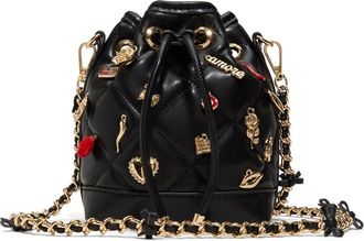 Aldo Romalovee Diamond Quilted Faux Leather Bucket Bag in Black at Nordstrom