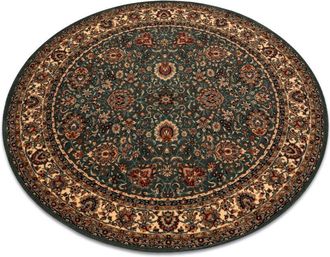 RugsX Rugsx - Wool carpet kashqai 4362 410 circle ornament green / beige green round 160 cm