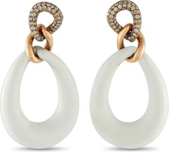 Luxury Bazaar 18K Rose Gold 1.06ct Diamond and Quartz Earrings 5289