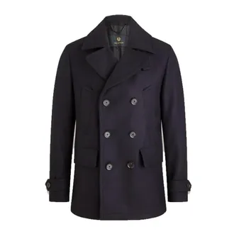 Belstaff Jassen, Heren, Blauw, M, Wol, Milford Peacoat Wol Kasjmier Mix