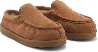 Mango Suede Faux Shearling Lined Clog in Brown at Nordstrom, Size 7.5