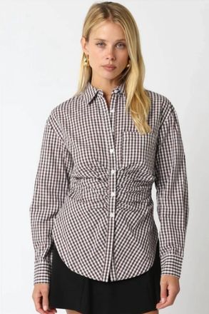 Olivaceous Vanessa Gingham Shirt In Brown