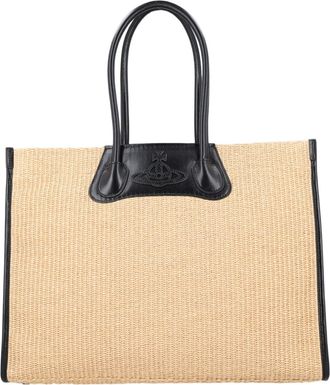 Vivienne Westwood Troy Woven Leather Accent Tote Bag