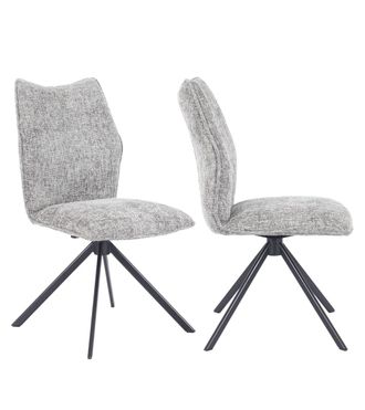 Home Heavenly Pack de 2 sillas giratorias en tela gris patas negras 93 x 63 x 48 cm