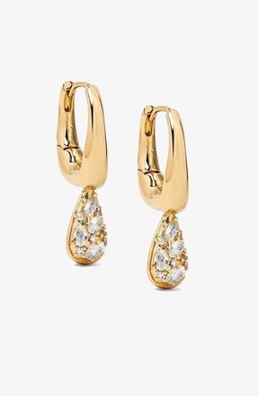 Yoj Petra Pave Hoop In Gold And Crystals at Nordstrom