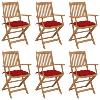 vidaXL Sillas De Jard&iacute;n Plegables 6 Uds Y Cojines Madera Maciza Acacia Vidaxl