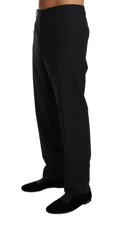 Dolce & Gabbana Mens Black Wool Stretch Formal Trousers