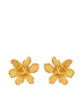 Oscar De La Renta small O Flower earrings - Gold