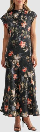 Mila Mae Cowl Neck Dolman Sleeve Dress in Black Floral at Nordstrom, Size X-Small