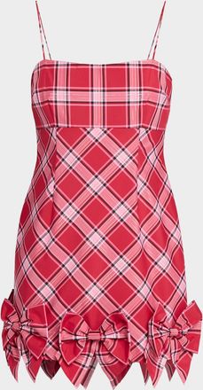 LoveShackFancy Kennedi Tartan Bow Mini Dress