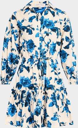 Cara Cara Robin Puff-Sleeve Floral Poplin Mini Dress