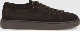 Santoni Sneakers basse in pelle di vitello scamosciata con logo impresso