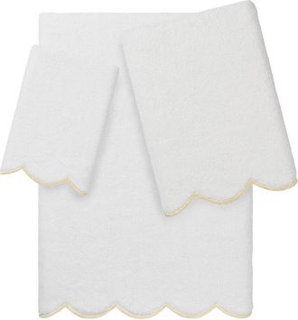 Linum Home Textiles 100% Turkish Cotton Adornia Scallop 3Pc Towel Set