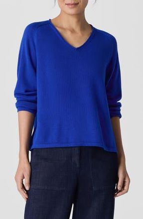 Eileen Fisher Saddle Stitch Organic Cotton Blend Sweater in Lapis at Nordstrom Rack, Size X-Small