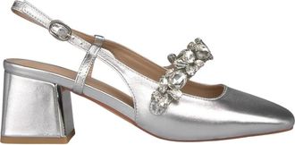 Alma En Pena Slingback Schoen met Sierband - Dames - Pumps - Grijs - 37 EU - Leer - Schoenen