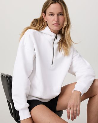 Vuori Clothing Restore Relaxed Half Zip Jacket Hoodie | White | XS, Size Extra Small