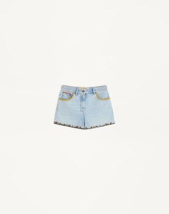 Valentino Embroidered Denim Shorts Wo