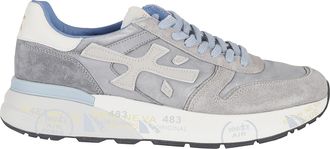 Premiata Gray And Blue Mick Iconic Side Design Leather Sneakers