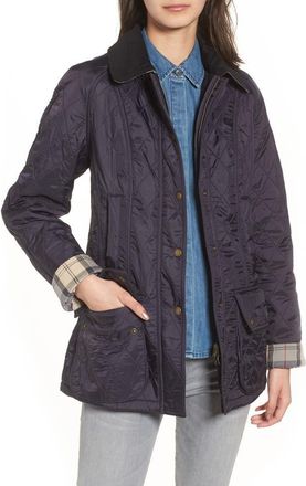 Barbour Beadnell Fleece Lined Quilted Jacket in Navy/navy at Nordstrom, Size 16 Us