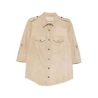 Salvatore Santoro Shirts, female, Beige, Size: XS Leather Shirt