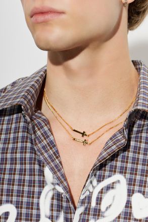 Dsquared2 Short Necklace With A Religious Motif, Mens, Gold