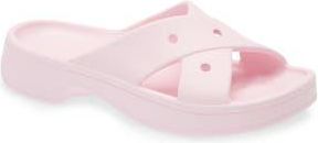 Crocs Cross Strap Slide Sandal in Pink Milk at Nordstrom Rack, Size 4 Womens / 2 Mens