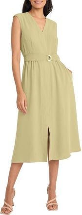 Maggy London Sleeveless Belted Midi Dress in Moss at Nordstrom, Size 14
