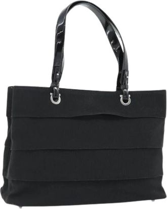 Ferragamo Pre-owned Canvas Hand Bag - Dames - Vintage Shopper - Zwart - ONE Size - Leer - Vintage