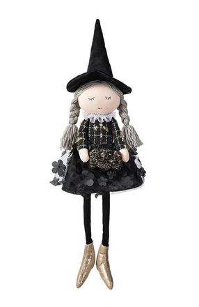 Glitzhome Halloween Fabric Dressed Witch or Pumpkin Sitter in Black at Nordstrom, Size Medium