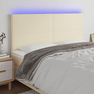 vidaXL Cabecero Con Luces Led Cuero Sint&eacute;tico Crema 180x5x118/128 Cm Vidaxl