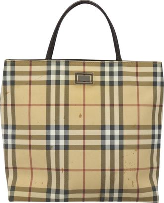 Burberry Nova Check Beige Canvas Tote Bag (Pre-Owned)