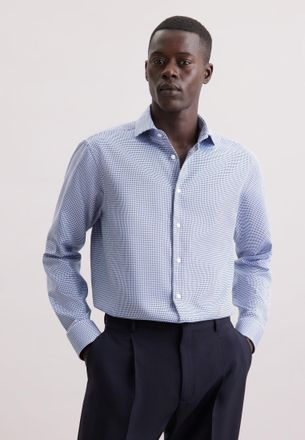 Seidensticker Businesshemd SEIDENSTICKER Schwarze Rose, Herren, Gr. S38, normale &Auml;rmell&auml;ngen, blau (mittelblau), 100% Baumwolle, Hahnentrittmuster, regular fit, 2-K