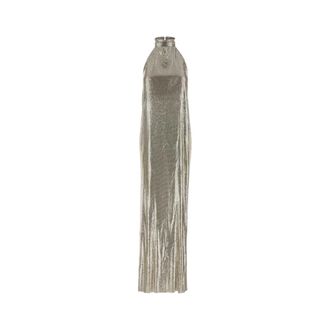Stella McCartney Vestido de cota de malla con ribete de piel - Dresses - Mujer - Gris - S