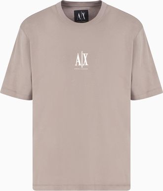 A|X Armani Exchange Mens Icon Project, Embroidered Logo, T-Shirt, Brown, XS