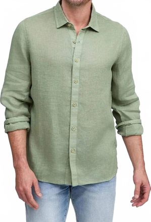 Raffi Brayden Long Sleeve Linen Shirt In Olive