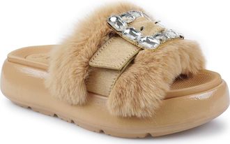 Zigi Soho Fab Faux Fur Platform Sandal in Natural at Nordstrom, Size 10